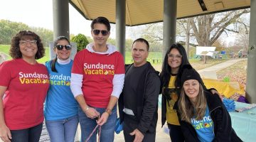 Sundance Vacations team and Sundance personal trainer, Joe, posing for photo at 2nd annual NEPA Breathe Deep Together walk