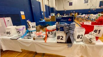 Picture of basket raffle items on a table